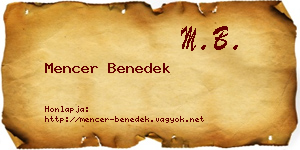 Mencer Benedek névjegykártya